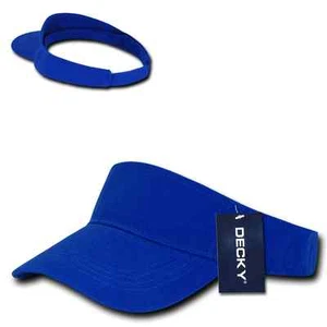 Royal Blue Brushed Cotton Golf Tennis Plain Blank Adjustable Sun Visor Cap Hat - Picture 1 of 3