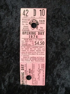 Vintage 1974 Pittsburgh Pirates vs Montreal Expos Opening Day Ticket Stub T710 - Picture 1 of 2