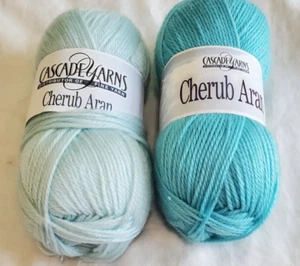 2 Skein Lot Cascade Knitting Yarn CHERUB ARAN Light Baby Blue 100 g 240 yds each - Picture 1 of 4