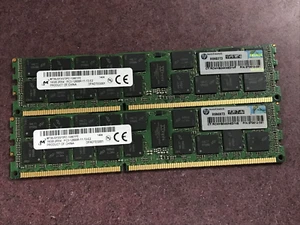 Lot of 2 -- 32GB (2x16GB) Micron 2RX4 DDR3 PC3-12800R Server Memory RAM - Picture 1 of 2
