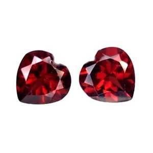 2.93 CTS red natural garnet heart shape 2pcs loose gemstones - Foto 1 di 3