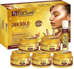 ForSure 24k Gold Facial Kit for Instant Glow Radiant & Glowing Skin Facial 250gm - Picture 1 of 4