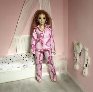 PJs Pajamas Pink Ribbon Sleepwear To Suit Curvy Barbie. Made In Qld. - Picture 1 of 4