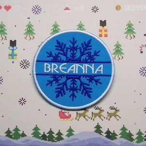Snowflake Custom "Your Name" Patch Embroidered Iron-on Applique Stocking Tag DIY - Picture 1 of 10
