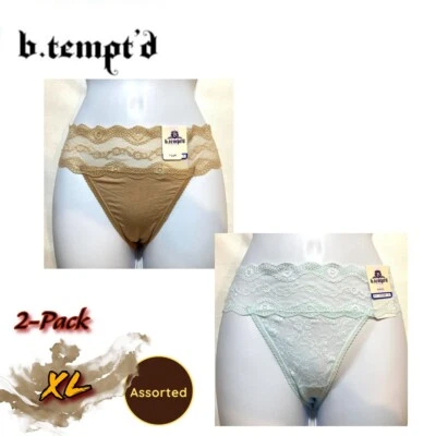 Nuevo con etiquetas Paquete de 2 ropa interior de bikini b.tempt'd by Wacoal XL de encaje beso 978182 surtido Foto 1 de 4