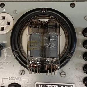 PAIR RAYTHEON 1960 6BQ5 (EL84) GRAY PLATE TUBES, TV-7 TESTED #A-1 - Picture 1 of 1