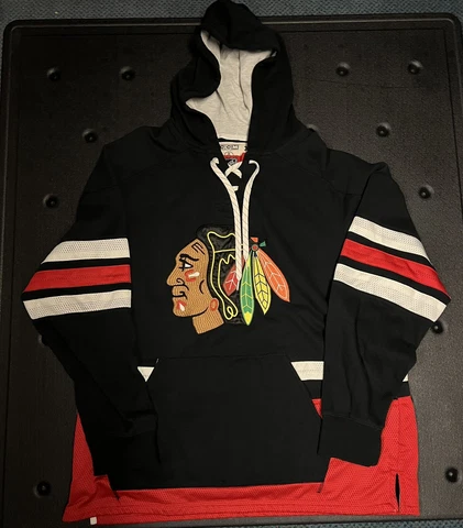 CCM Chicago Blackhawks Lace Em Up Jersey Hoodie Sweatshirt Men’s XL Free Ship! Cover
