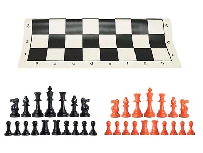 Black & Orange Chess Pieces & 20" Black Vinyl Board - Triple Weighted Chess Set - Image 1 of 4