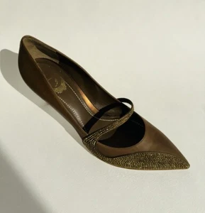 Rene Caovilla Gold Braun Kristall Pumps Heels 41 US 10 Selten Pump Elegant - Bild 1 von 9