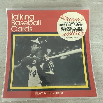 1979 CMC Talking Baseball Cards Hank Aaron Records 33-1/3 Atlanta Braves  - Image 1 of 4