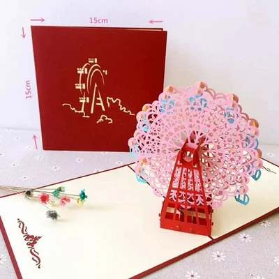 Ferris Wheel PopUp Greeting 3D Card Gift Thanksgiving Anniversary  Valentine NEW - Image 1 of 4