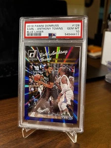 2016 PANINI DONRUSS KARL - ANTHONY TOWNS BLUE LASER PSA 10 - Picture 1 of 2