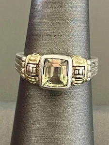 Anello vintage Lagos caviale sterling e oro giallo 18 carati peridoto misura 6,5 (H57) - Foto 1 di 11
