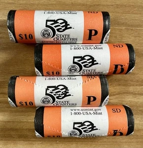 2006 P & D North & South Dakota Sealed Mint Quarter Rolls 160 Uncirculated Coins - Picture 1 of 7