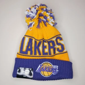 New Era Los Angeles Lakers Wintermütze Mütze KINDER Beanie Strick Lila Gelb NBA - Bild 1 von 11