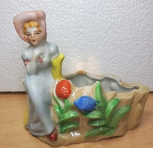 Fioriera porcellana vintage Giappone Lusterware Sunbonnet fiori seduta piccante vaso cache - Foto 1 di 6