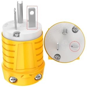 20 Amp 220V Enchufes Eléctricos Macho Cable de Extensión Extremos Caída Amarillo  - Imagen 1 de 15