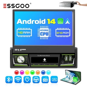 4+64G 1 DIN 7 Zoll Flip Out Android 13 Carplay Autoradio GPS Navi WIFI FM RDS BT - Bild 1 von 14