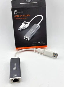 j5create USB-C to 2.5 Gigabit Ethernet Adapter JCE145C, Space Gray - Photo 1/2