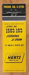 Matchcover Canada North Bay Ontario Hertz Rent a Car - Picture 1 of 2