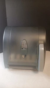 Dispensador de toallas de papel, herido duro, palanca de empuje, plástico, gris, transparente - Imagen 1 de 9