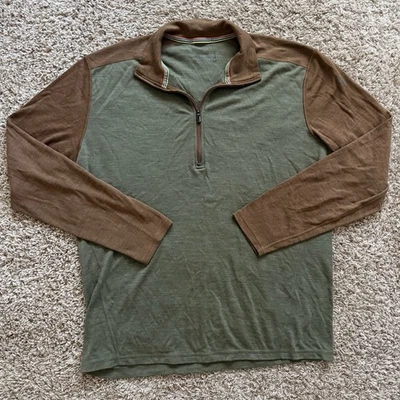 SmartWool 1/4 Zip Pullover Sweatshirt Wool Moss Green Fox Brown Men’s Size XXL - Image 1 of 4