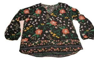 Vintage Old Navy XL schwarz Maiglöckchen Blumen Damen Bluse Top - Bild 1 von 9