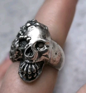 Rare pirat-biker-rocker massive ring, handmade, silver 925, 15 g - Picture 1 of 11