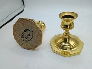 Vtg Brass Baldwin Candlestick Holders 3 Inches Tall USA  - Picture 1 of 5