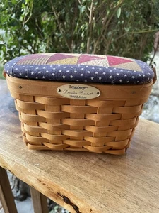 Longaberger Vintage 1999 Heart of Dresden Korbeinlage Heft gepolsterter Deckel/Griff - Bild 1 von 10