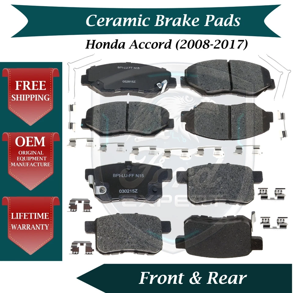 NUEVO OE Kit de pastillas de freno delanteras y traseras de cerámica para Honda 2008-2017 garantía de por vida Foto 1 de 4