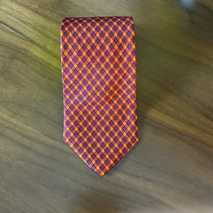 Brooks Brothers Makers Rojo Negro Dorado Seda Hoja Geométrica Impresa Hecho en Italia EE. UU. - Imagen 1 de 8