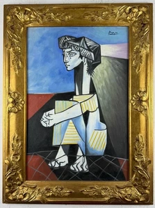 Pablo Picasso (Handarbeit) Öl auf Leinwand Gemälde signiert und gestempelt - Bild 1 von 7