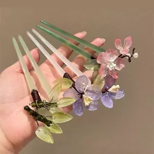 Flower U Shape Hairpin Hair Sticks for Buns Chinese Style Hair Stick Women - Picture 1 of 17