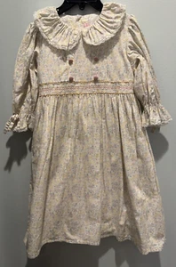 LA COQUETA GIRLS CREAM SMOCKED FLORAL DRESS-SIZE: 7Y-EXCELLENT/MINT CONDITION - Picture 1 of 4