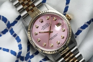 Rolex Datejust 36 mm Pink Diamond Dial 16013 Gold & Stainless Steel Watch - Picture 1 of 8