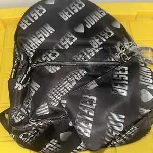 Betsey Johnson Sporty Logo Backpack with Wristlet Black White NWOT - Picture 1 of 6
