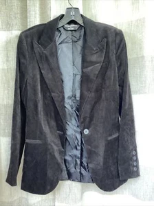 $395 KAMALIKULTURE Mujer Negro Abrigo Chaqueta Blazer Terciopelo Un Pecho Talla 10 - Imagen 1 de 12