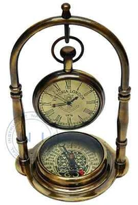 Beautiful Vintage Brass Desk Clock Table Clock Antique Nautical Clock Brass - Picture 1 of 7