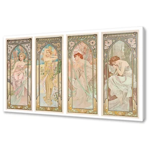 Alphonse Mucha The Times Of The Day Canvas Print Wall Art Picture Art Nouveau - Picture 1 of 9