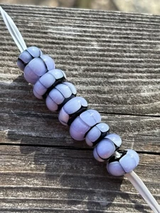 handmade glass beads Lot Of 9 Luminous Lavender By Sara Sally LaGrand - Picture 1 of 4