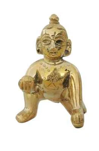 Laddu Gopal Brass Statue Bal Krishna Thakur Ji Idol Religious Hindu God 2.5 inch - Picture 1 of 4
