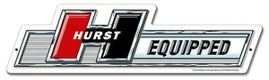 Hurst Equipped Vintage Metal Sign 29x8" - Shifter Wheel Gasser GTO Chevelle Drag - Picture 1 of 1