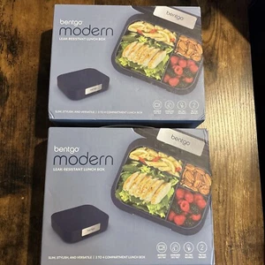Lot 2X Set Bentgo Modern Bento Leak Resistant Lunch Box Navy Travel Classic - Picture 1 of 5