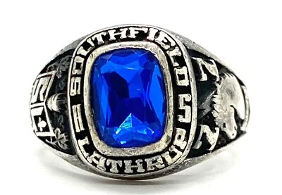 Anillo unisex de plata esterlina 925 azul Southfield Lathrup High School banda talla 5 Foto 1 de 4