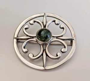 Ola Gorie Large Sterling Silver St Magnus Brooch Dendritic Agate Edinburgh 1973 - Picture 1 of 11