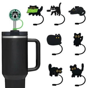 1-8 pezzi tappo GATTO NERO per Stanley Cup paglia topper 30/40 oz bicchiere compatibile - Foto 1 di 11