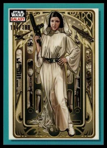 2023 Topps Star Wars Galaxia Cromada PRINCESA LEIA ORGANA AQUA REFRACTOR /199 #82 - Imagen 1 de 2