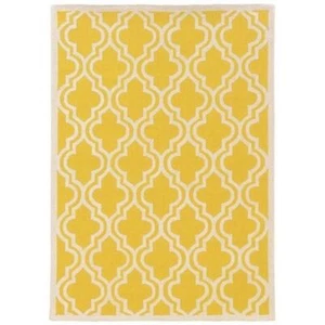 Riverbay Furniture 5' x 7' Hand Hooked Quatrefoil Wool Rug in Yellow - Picture 1 of 1