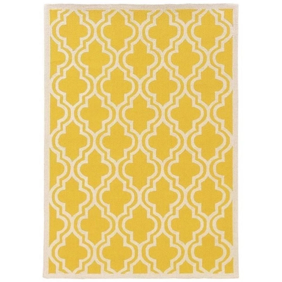 Riverbay Furniture 5' x 7' Hand Hooked Quatrefoil Wool Rug in Yellow - Image 1 of 1